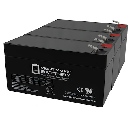 Mighty Max Battery Sealed Lead Acid Battery, 12 V, 1.3 AH, F1 Terminal, SLA, AGM Chemistry ML1.3-12MP3132164